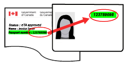 Слика на писмо за одобрување и страница со информации за пасош